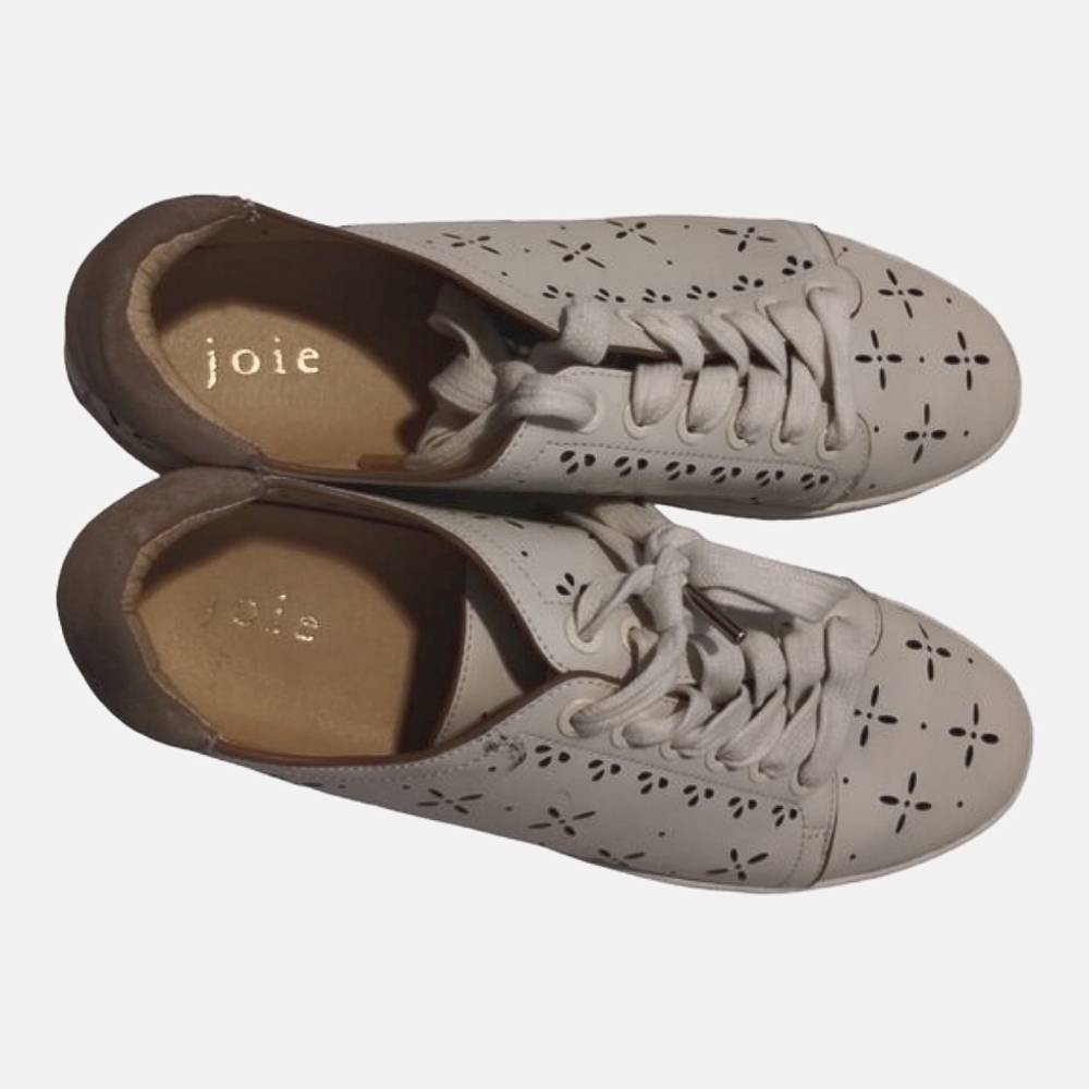 Joie Women's Deely Sneakers Size 38 Beige Lace Up Eyelet Details Casual Shoes - Picture 4 of 7